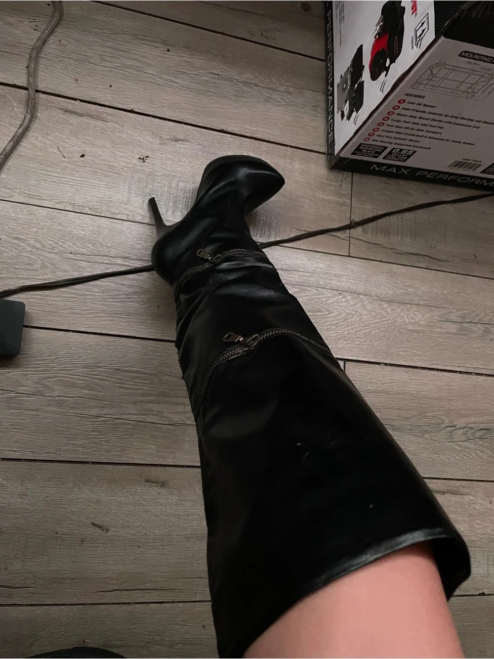 Toi et Moi Black Leather Over-the-Knee Stiletto Boots